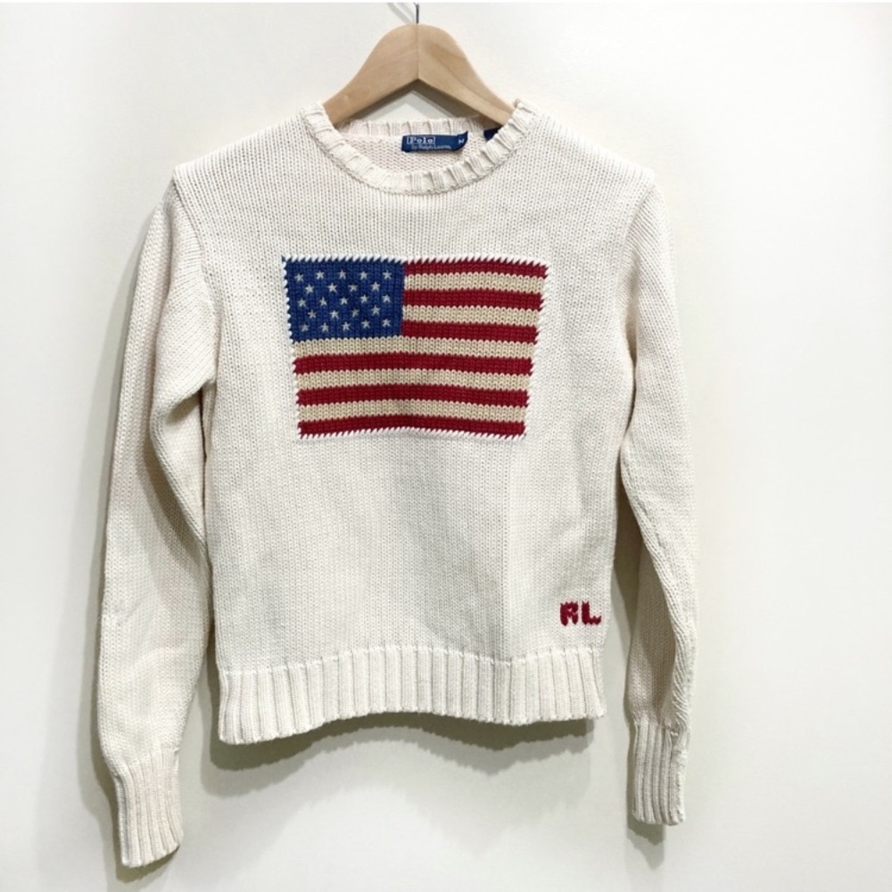Vintage Ralph Lauren American flag baby tee